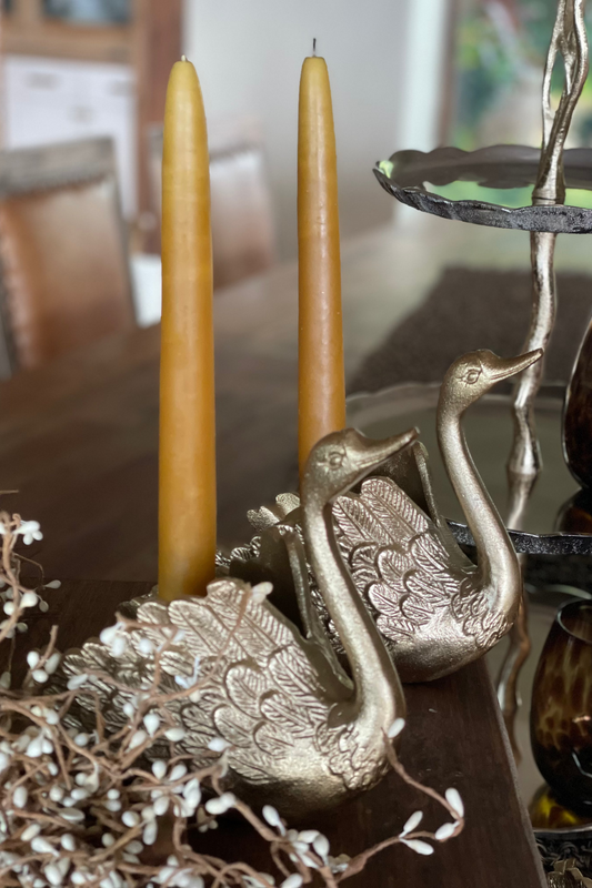 CISNE CANDELABRO DORADO