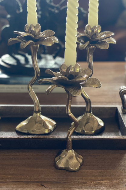 CANDELABRO FLOR DORADO GRANDE