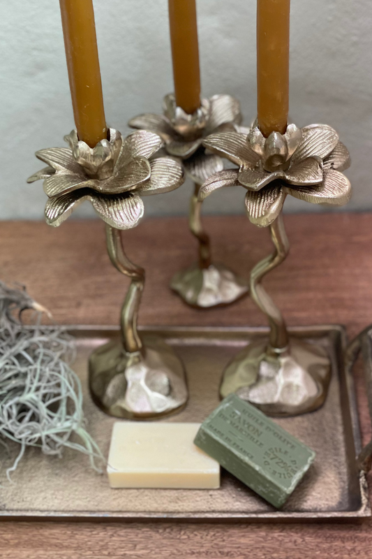 CANDELABRO FLOR DORADO GRANDE