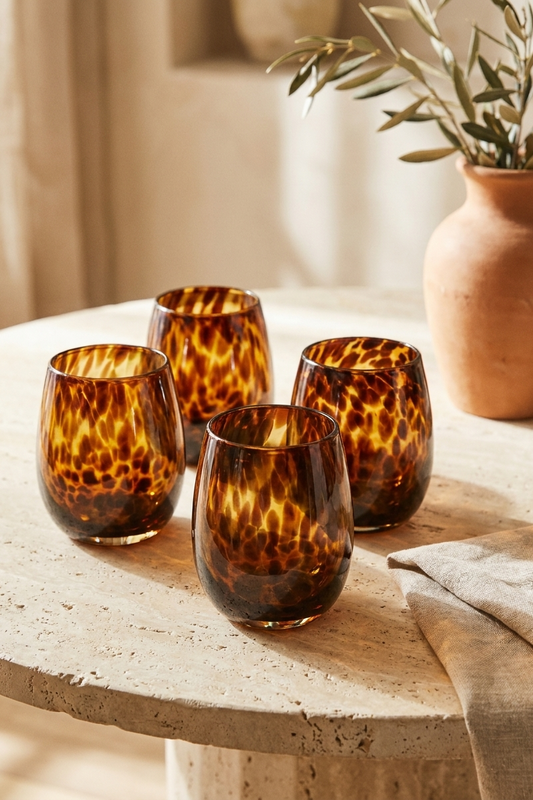 SET X 4 VASO LEOPARDO