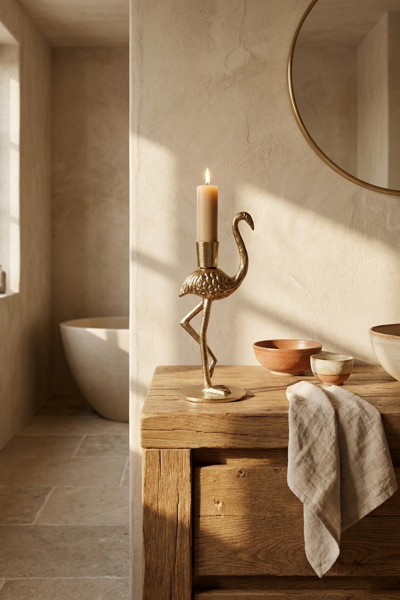 CANDELABRO FLAMINGO DORADO